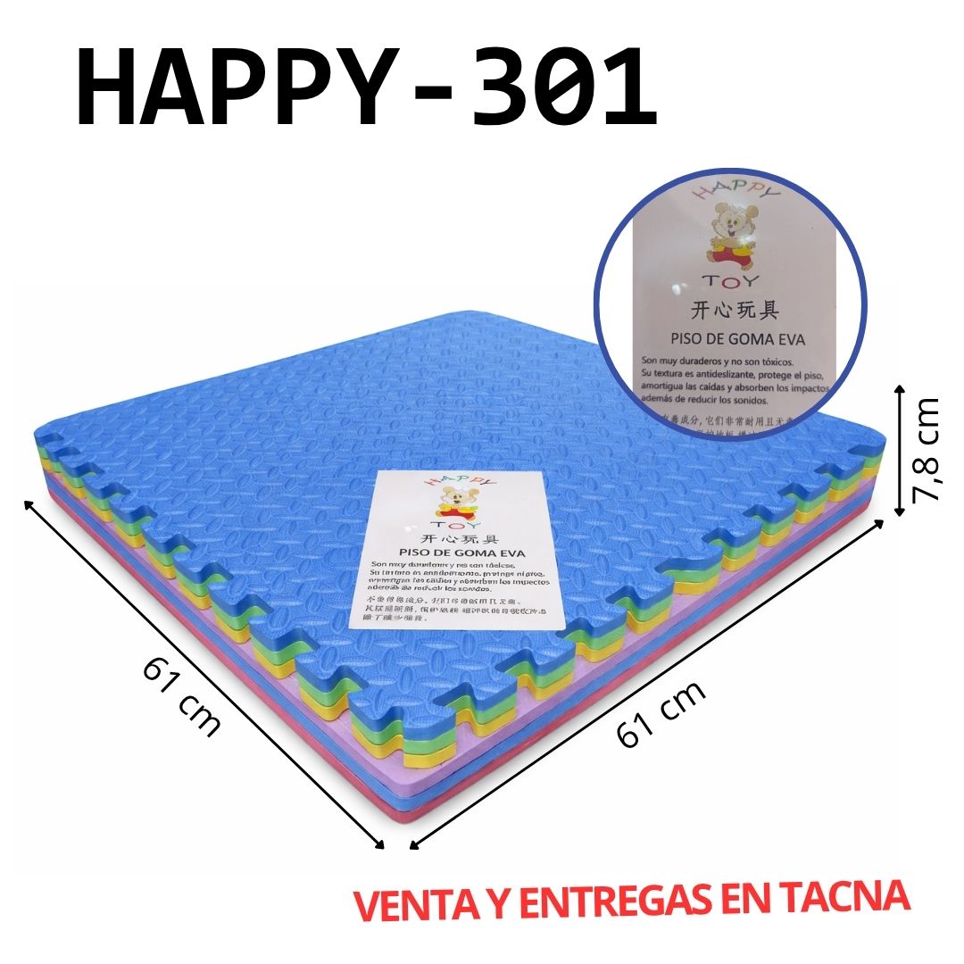 PISO GOMA EVA POR 6 PIEZAS 61 X 61 X 1.3 CM