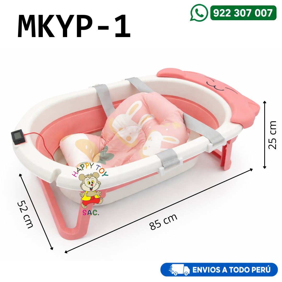 BAÑERA PLEGABLE DISEÑO GATITO CON COJIN ERGONOMICO 36 X 62 X 57 CM