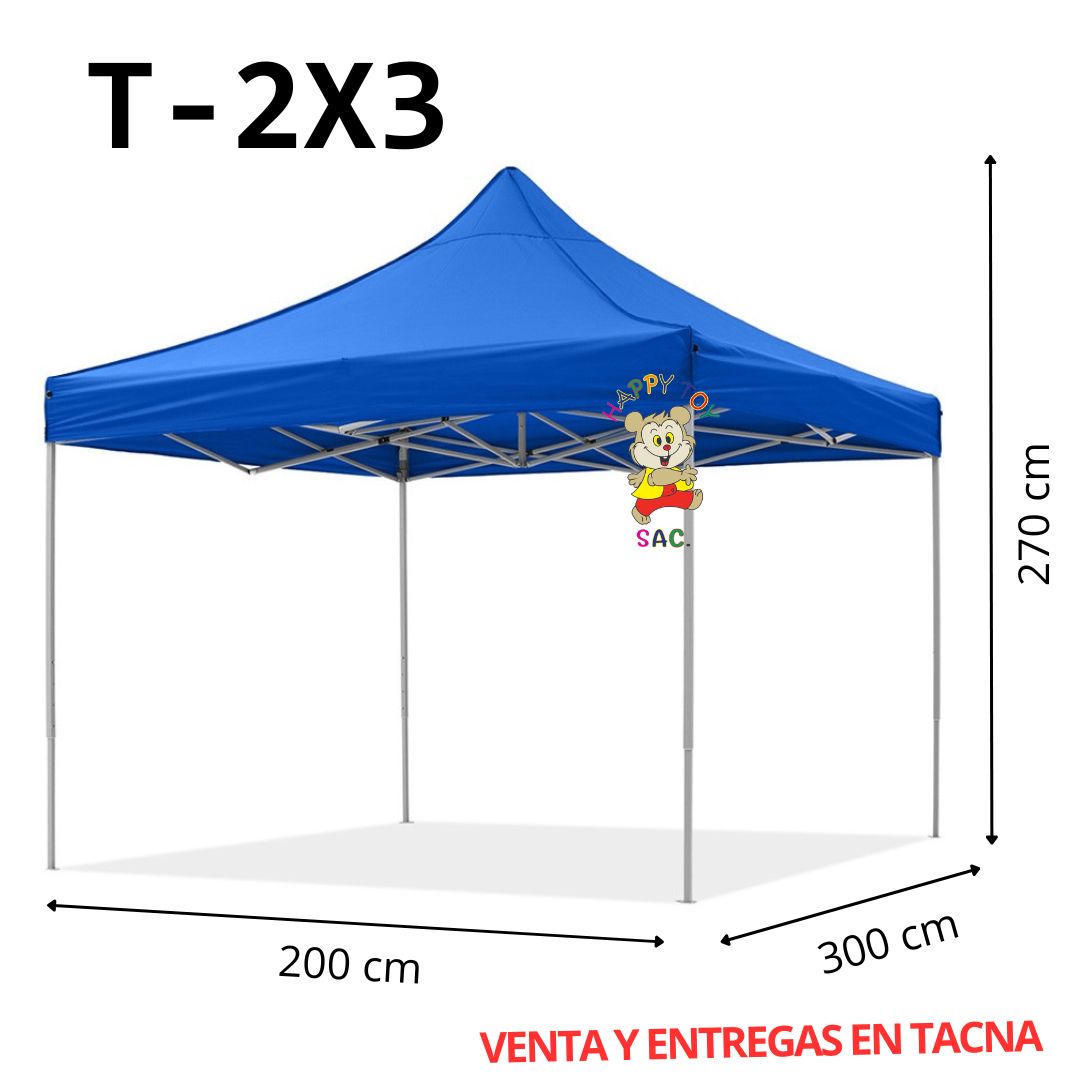 TOLDO PLEGABLE 3 X 2 MTS PROTECCION UV - FIERRO BLANCO OVALADO