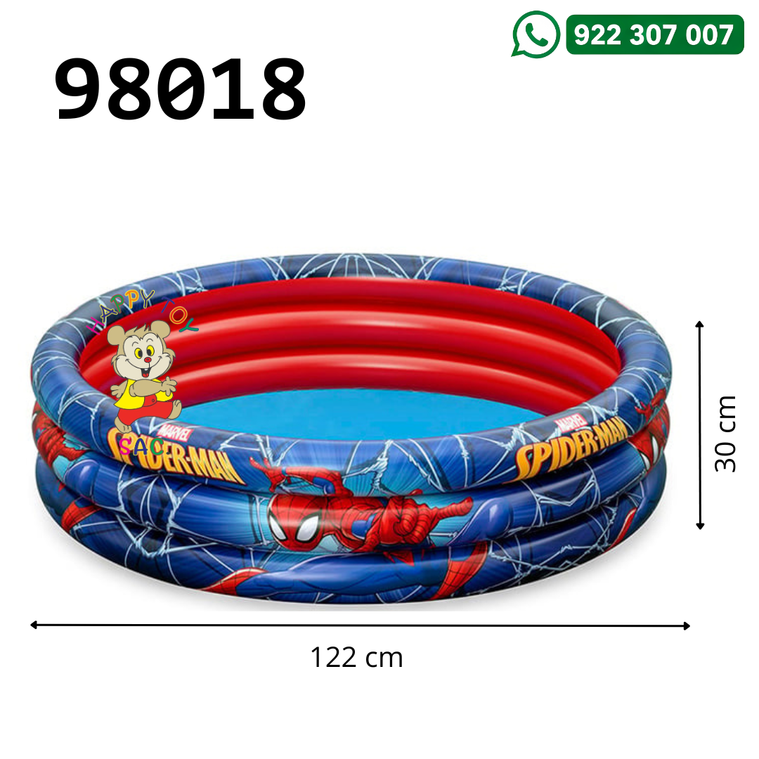 PISCINA INFLABLE DISEÑO HOMBRE ARAÑA 122 X 30 CM BW