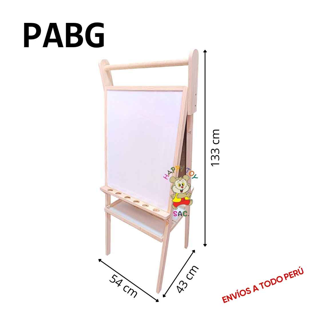 PIZARRA DOBLE CON BANDEJA RODILLO Y PORTA TEMPERAS 54 X 43 X 133 CM