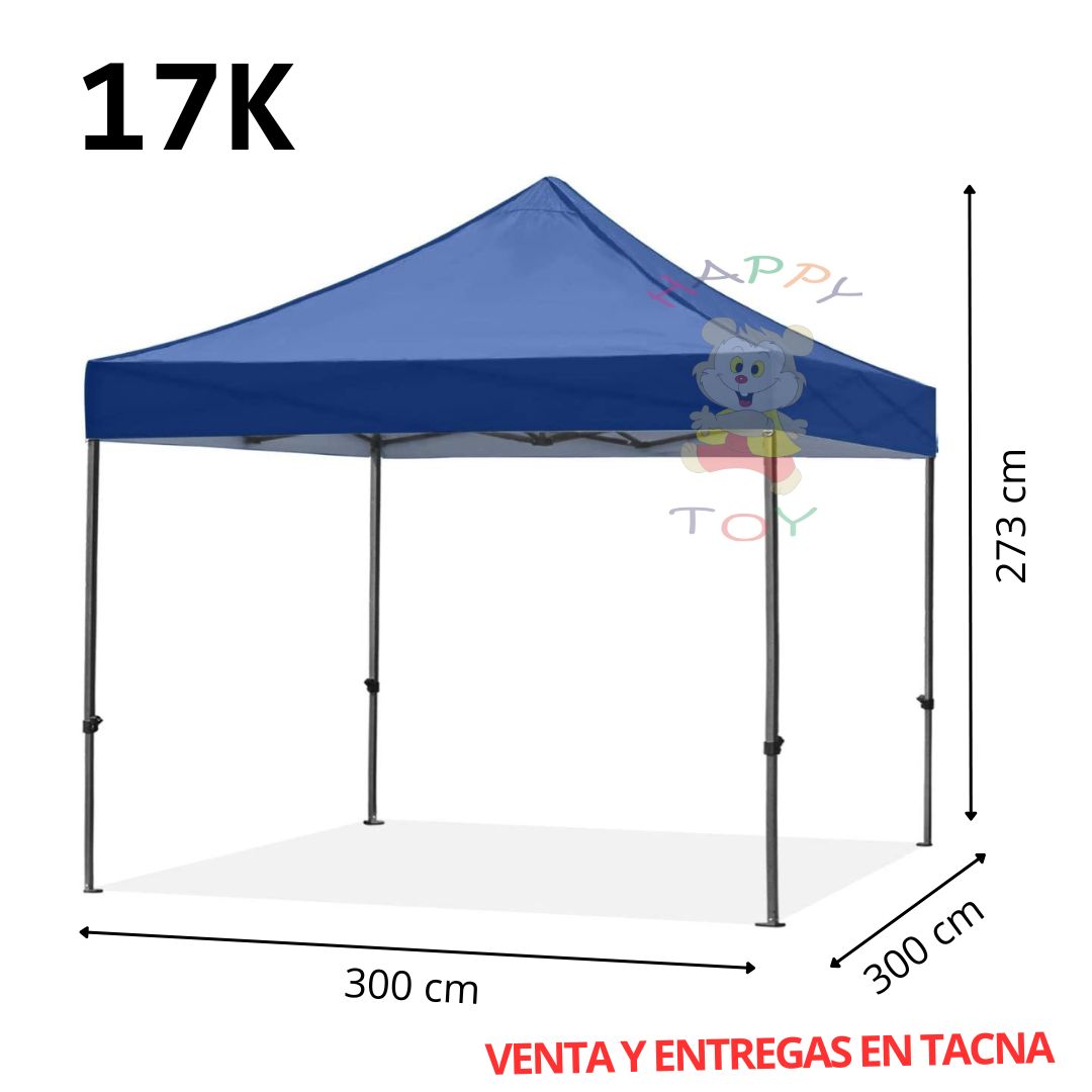 TOLDO PLEGABLE 3 X 3 MTS PROTECCION UV CON REFLECTANTE - FIERRO NEGRO