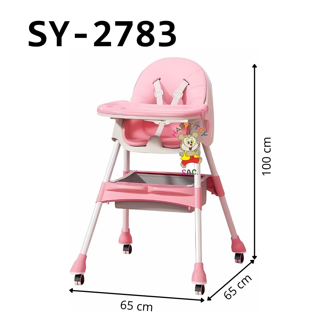 SILLA DE COMER PLEGABLE CON RUEDAS 65 X 65 X 100 CM