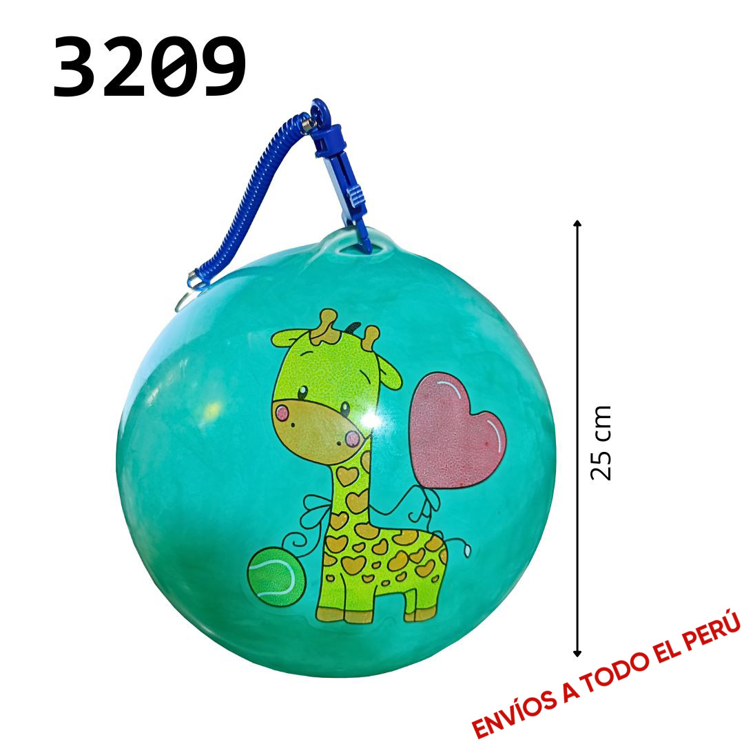 PELOTA CON RESORTE DISEÑO SURTIDO X 25 CM 